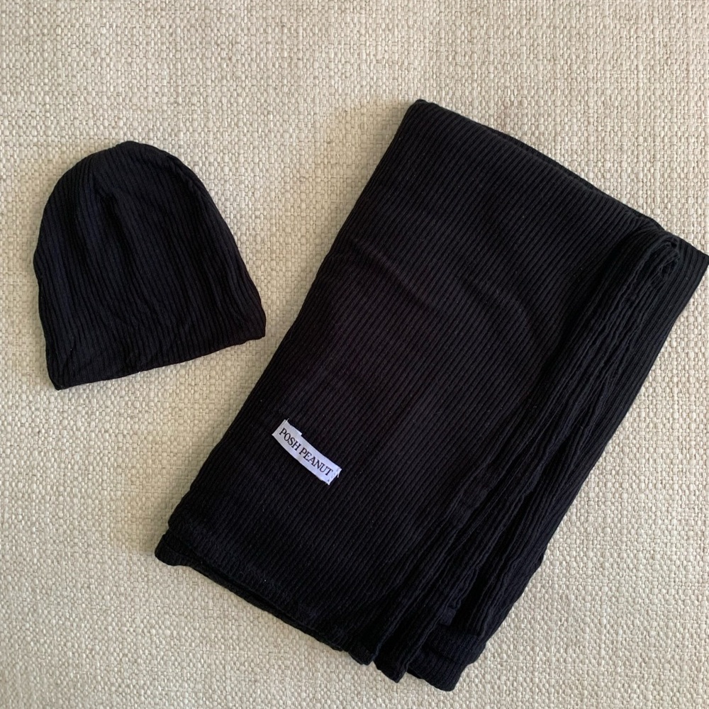 Posh Peanut Ribbed Bamboo swaddle and NB hat